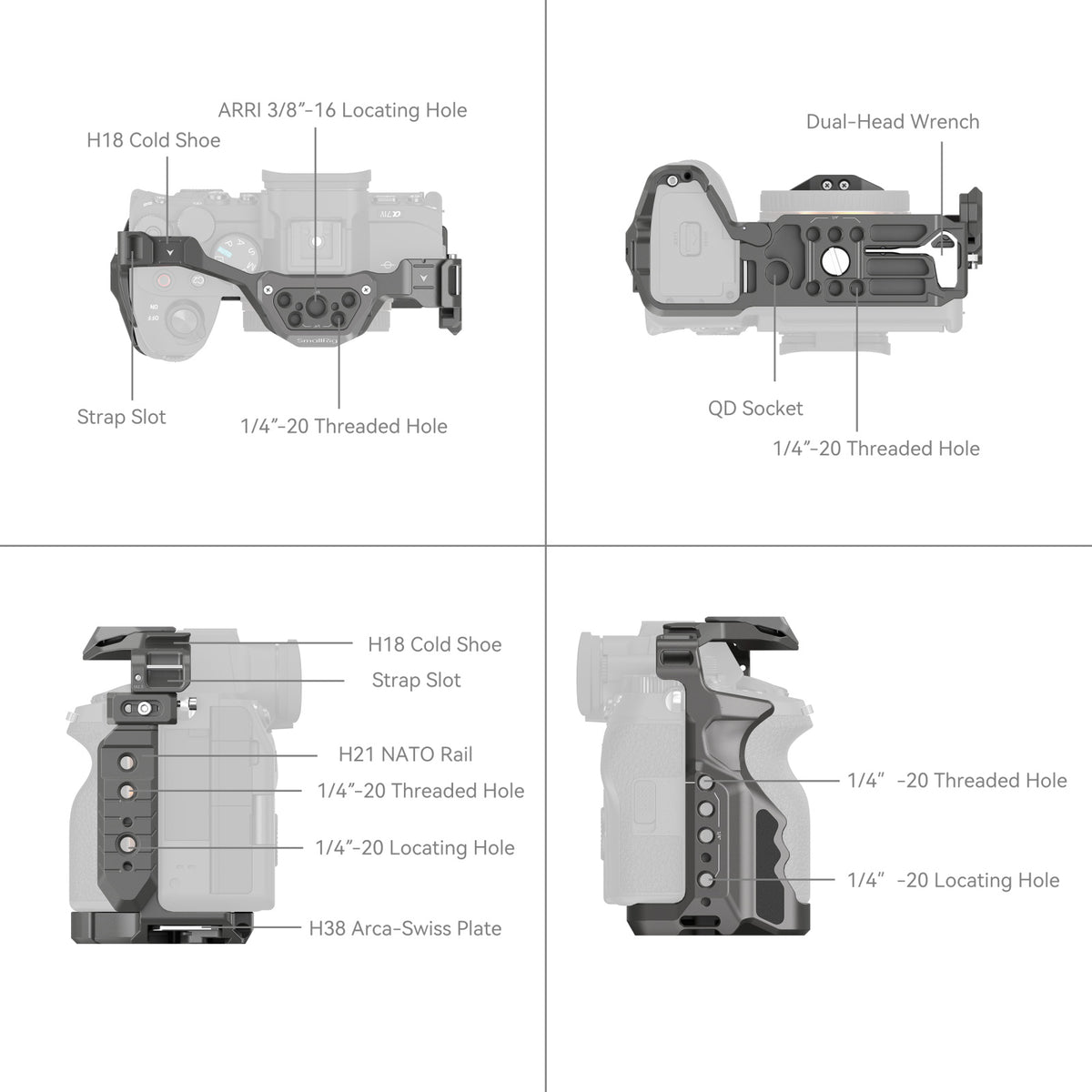 SmallRig HawkLock Quick Release Cage for Sony Alpha 7R V & Alpha 7 IV & Alpha 7S III & Alpha 1 & Alpha 7R IV