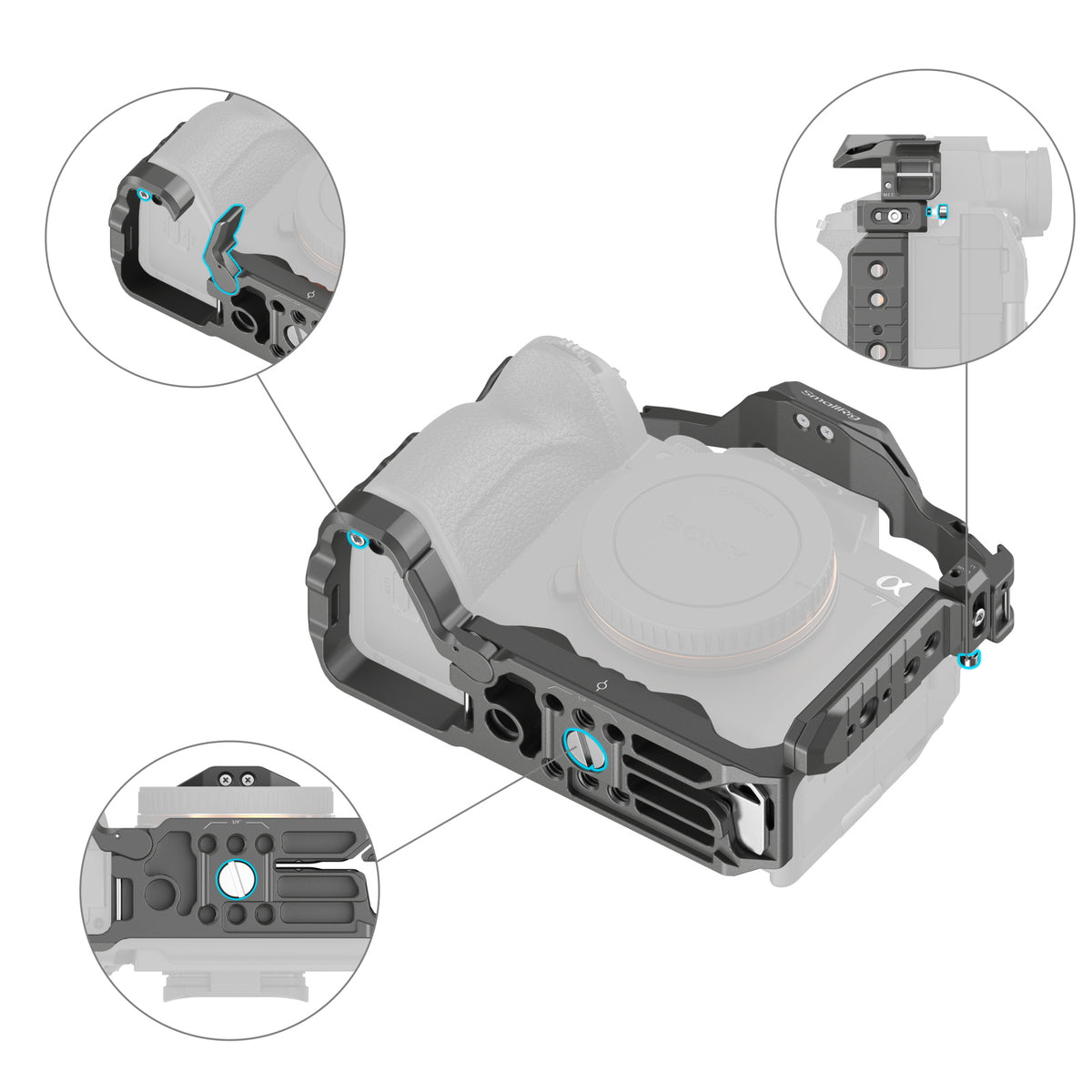 SmallRig HawkLock Quick Release Cage for Sony Alpha 7R V & Alpha 7 IV & Alpha 7S III & Alpha 1 & Alpha 7R IV