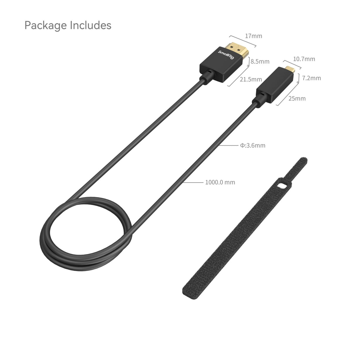 SmallRig Ultra-Slim 4K HDMI Data Cable (D to A) (100cm)