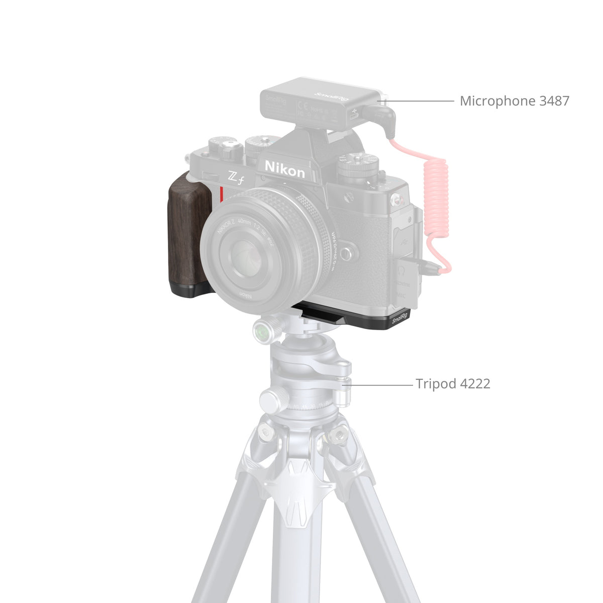 SmallRig L-Shape Mount Plate with Wooden Handle for Nikon Z f