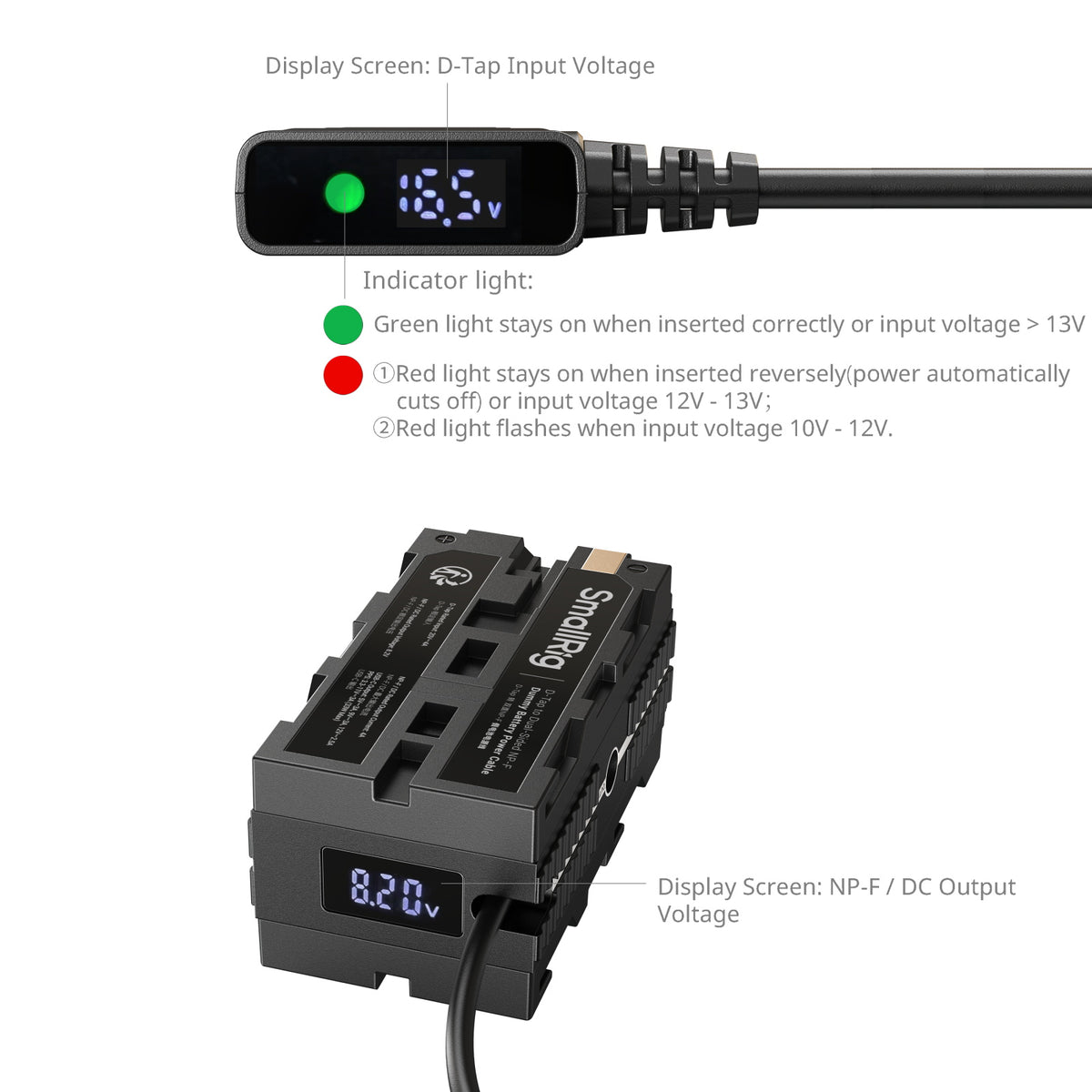 SmallRig D-Tap to Dual-Sided NP-F Dummy Battery Power Cable