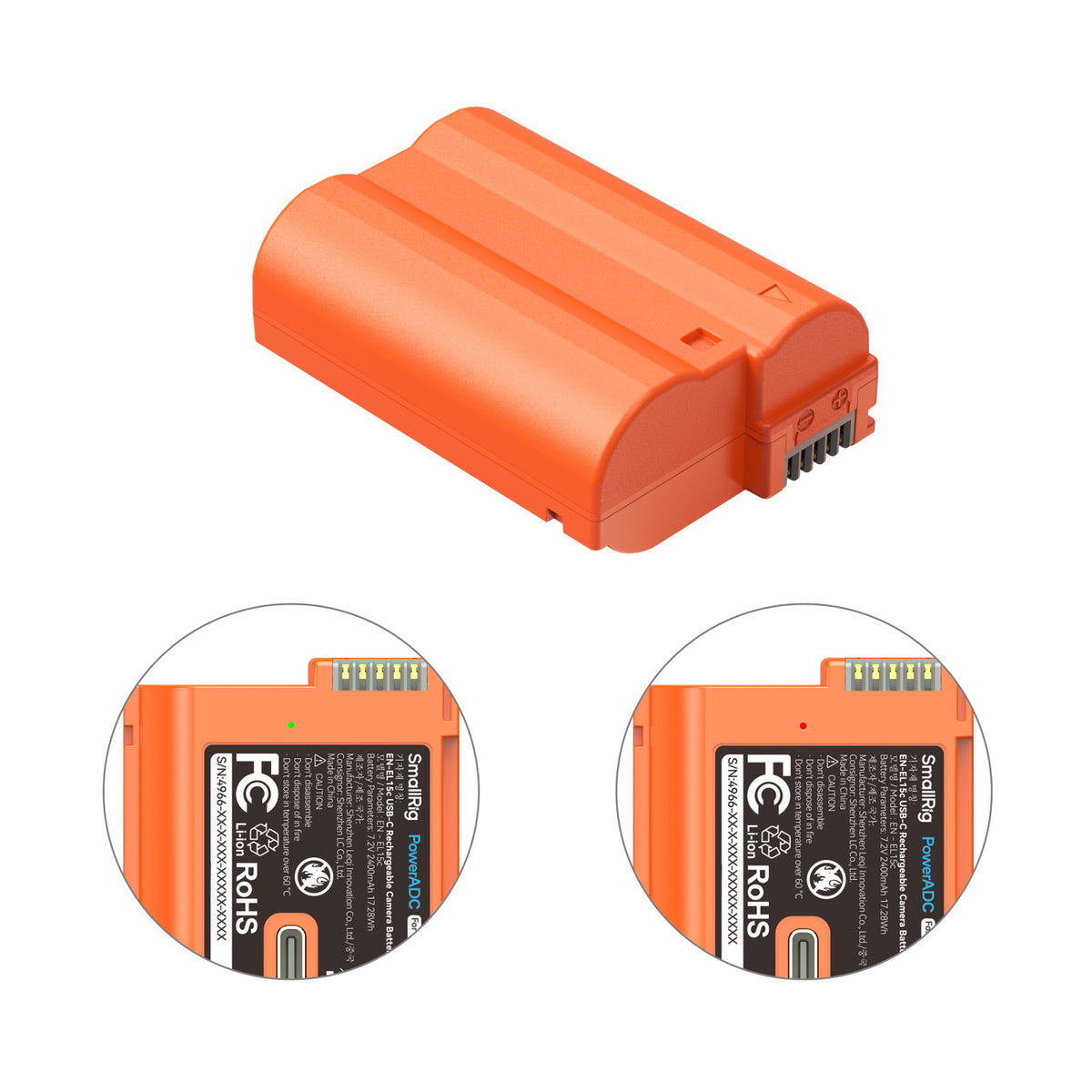 SmallRig EN-EL15c USB-C Rechargeable Camera Battery (Orange)