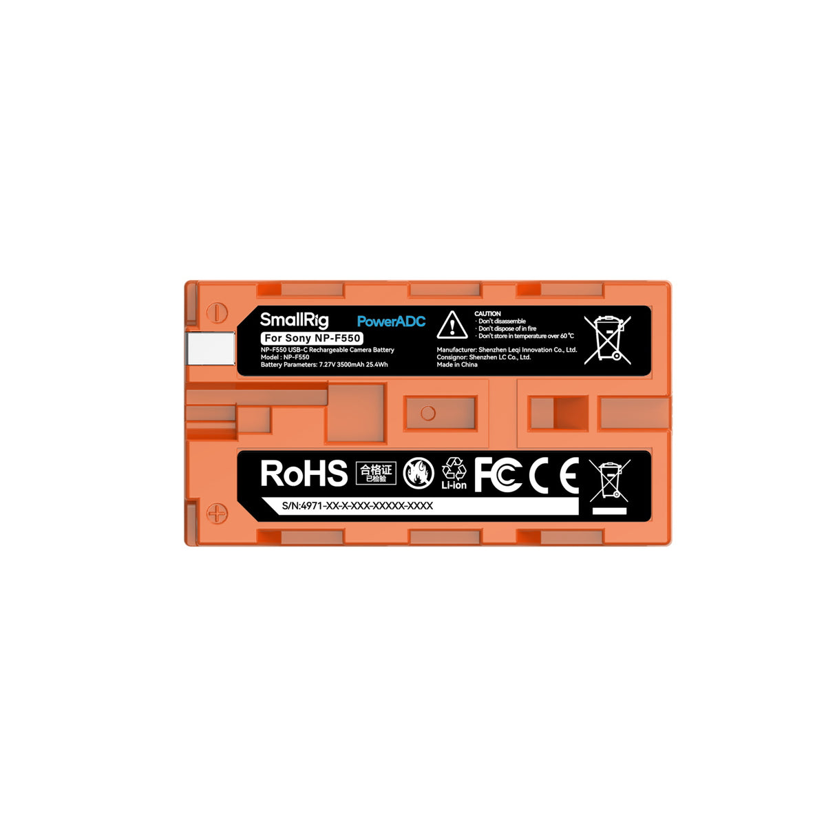 SmallRig NP-F550 USB-C Rechargeable Camera Battery (Orange)