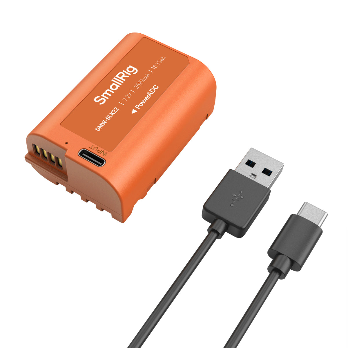 SmallRig DMW-BLK22 USB-C Rechargeable Camera Battery (Orange)
