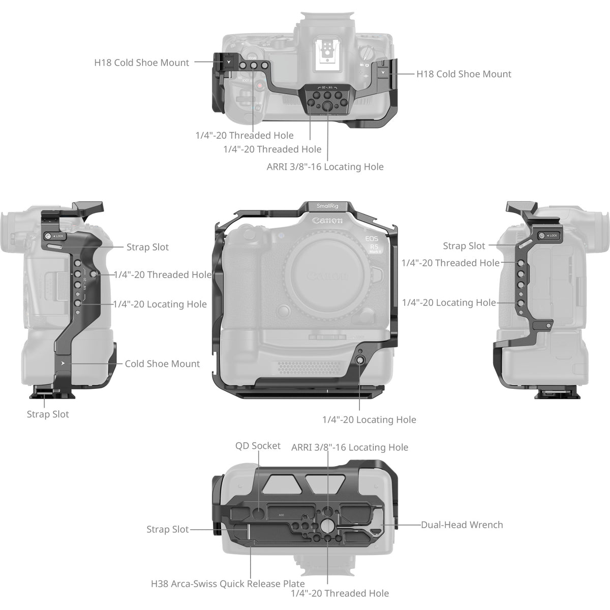 SmallRig Cage for Canon EOS R5 Mark II with Cooling Fan CF-R20EP