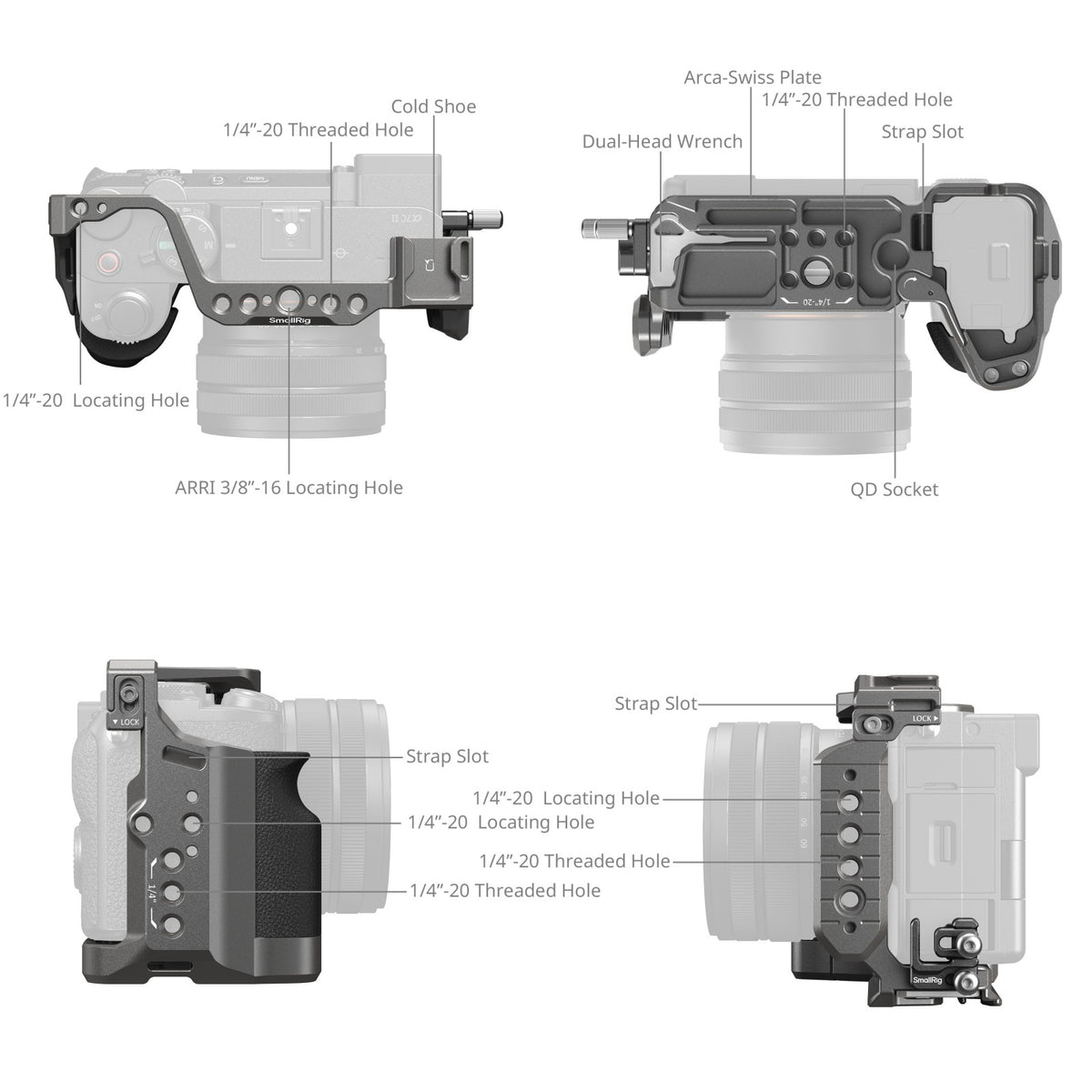 SmallRig “HawkLock” Quick Release Cage Kit with Silicone Handle for Sony Alpha 7C II / 7CR