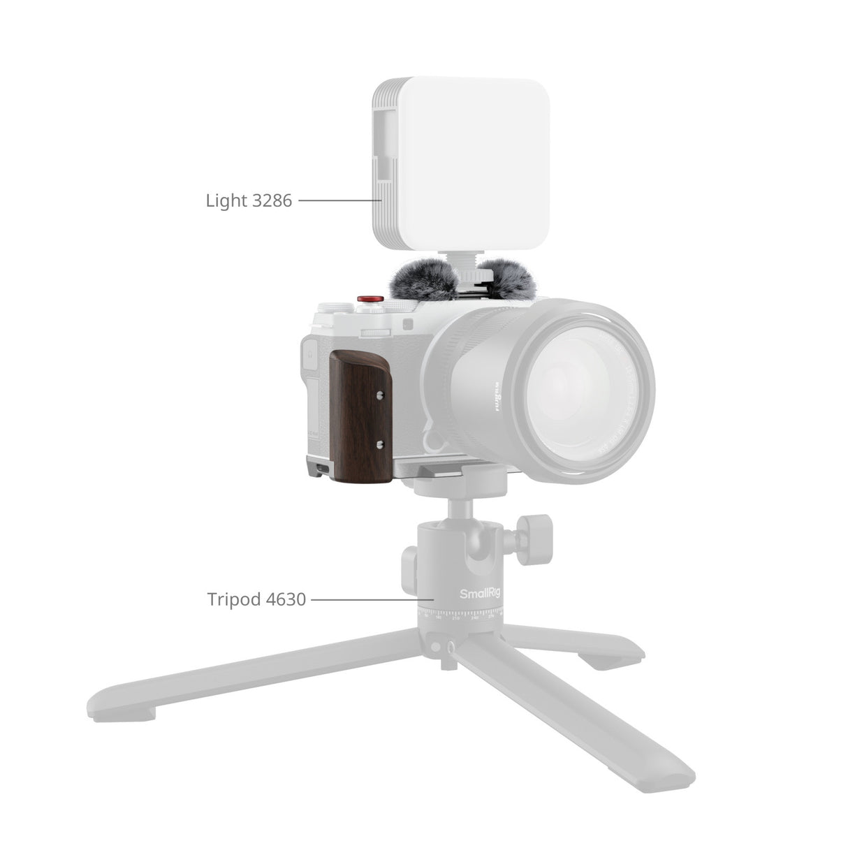 SmallRig L-Shape Mount Plate with Wooden Handle for FUJIFILM X-M5 (Sliver) 5261