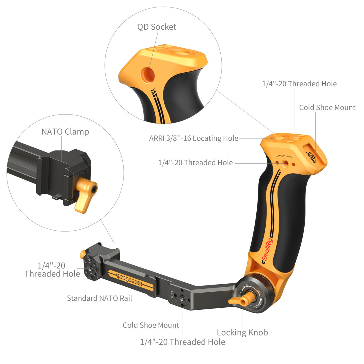 SmallRig Sling Handle for DJI RS 2 / RSC 2 / RS 3 / RS 3 Pro / RS 3 Mini / RS 4 / RS 4 Pro / RS 4 Mini / RS 5（BumbleBee Edition）5524