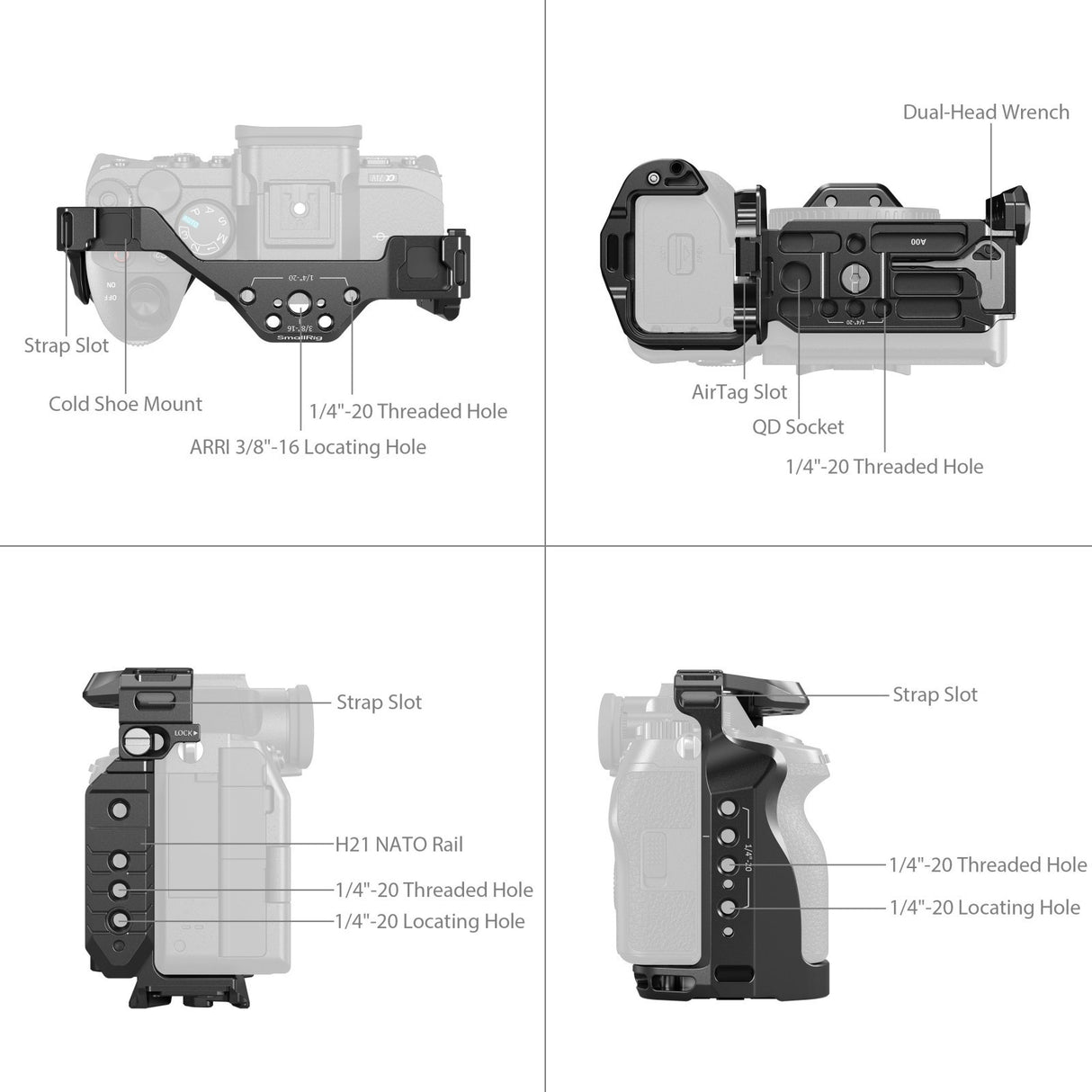 SmallRig Cage with Airtag Slot for Sony Alpha 7R V / 7 IV / 7S III / 1 / 7R IV / 7 V 5583