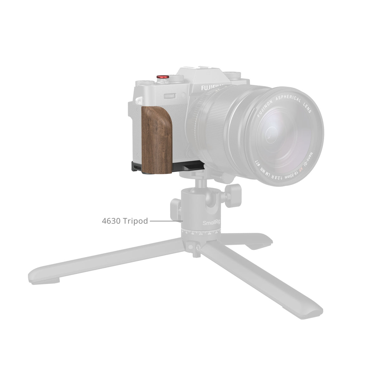 SmallRig L-Shaped Mount Plate with Wooden Handle for FUJIFILM X-T30 & X-T30 II & X-T30 III (Charcoal Silver)