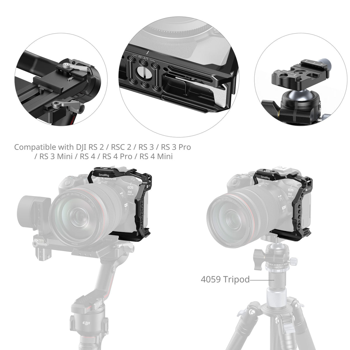 SmallRig "HawkLock" Quick Release Half Cage for Canon EOS R6 Mark III / R6 Mark II / R5 Mark II