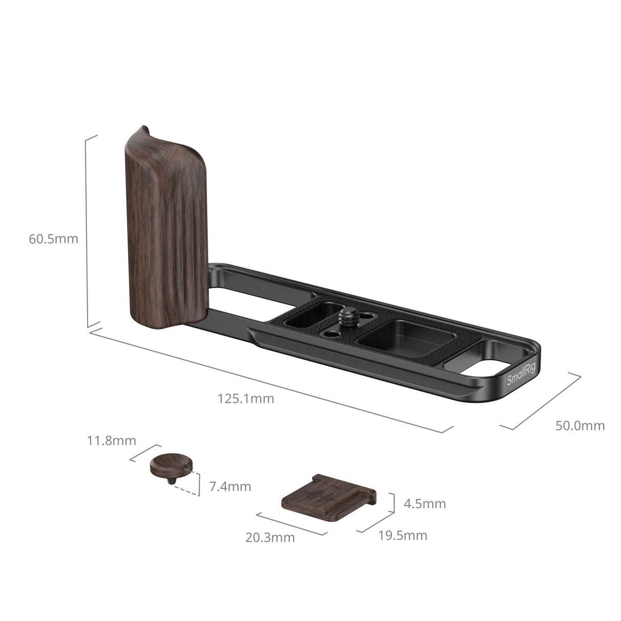 SmallRig L-Shaped Mount Plate with Wooden Handle for FUJIFILM X-E5 （Black)6237