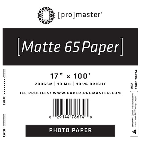 ProMaster Matte 65 Paper 17"x100' Roll - Image 1