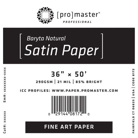 ProMaster Fine Art Baryta Natural Satin Paper 36"x50' Roll - Image 1