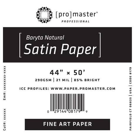 ProMaster Fine Art Baryta Natural Satin Paper 44"x50' Roll - Image 1