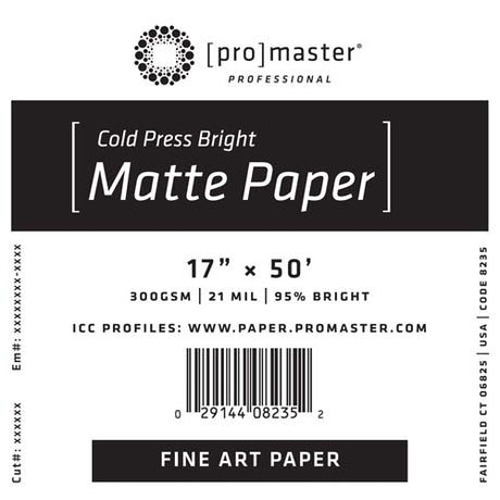 ProMaster Fine Art Cold Press Bright Matte Paper 17"x50' Roll - Image 1