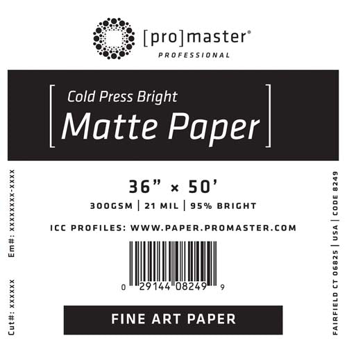 ProMaster Fine Art Cold Press Bright Matte Paper 36"x50' Roll - Image 1