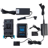98Wh V-Mount Battery and Complete Power Kit for Canon LP-E6 Devices