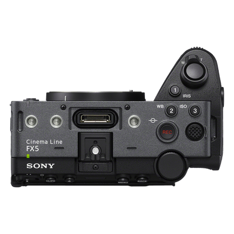 Sony FX5 cinema camera with dual CFexpress Type A and SD card slot door open