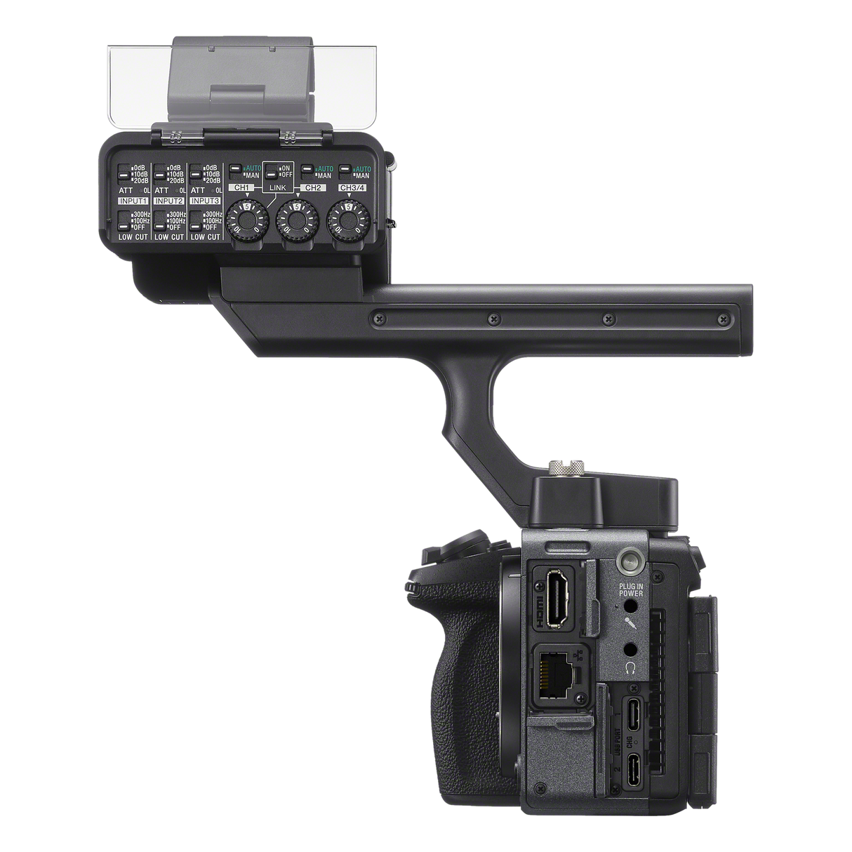Sony FX5 XLR handle unit inputs for 96 kHz 32-bit float audio recording