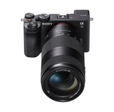Sony FE 100-400mm F5.6-8 OSS mounted on a Sony a7C II, front top view