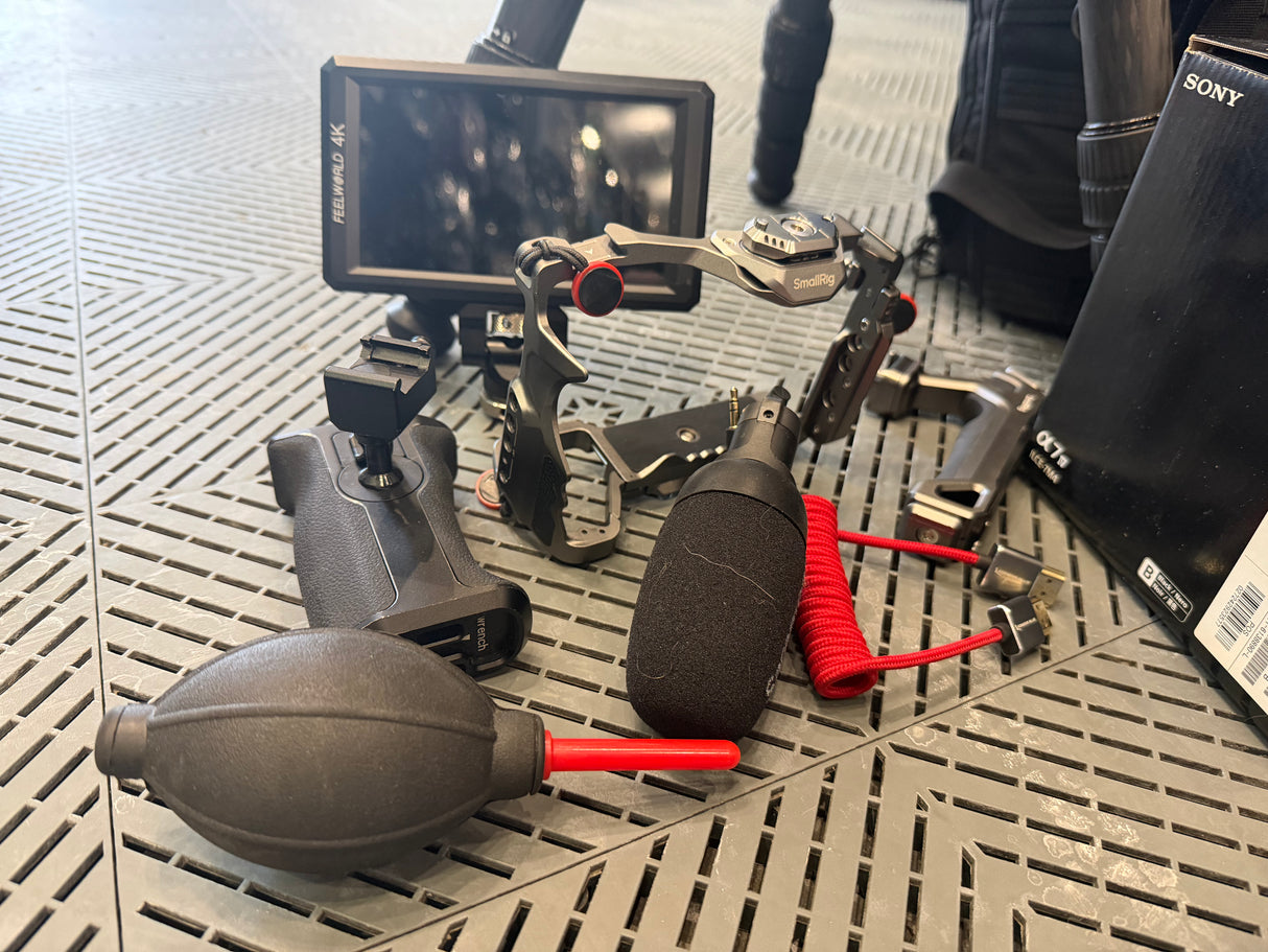 (Used) Sony A7IV with Tamron 35-150mm and Viltrox 20mm, Backpack, Tripod, Monitor & Microphone Kit (no returns)