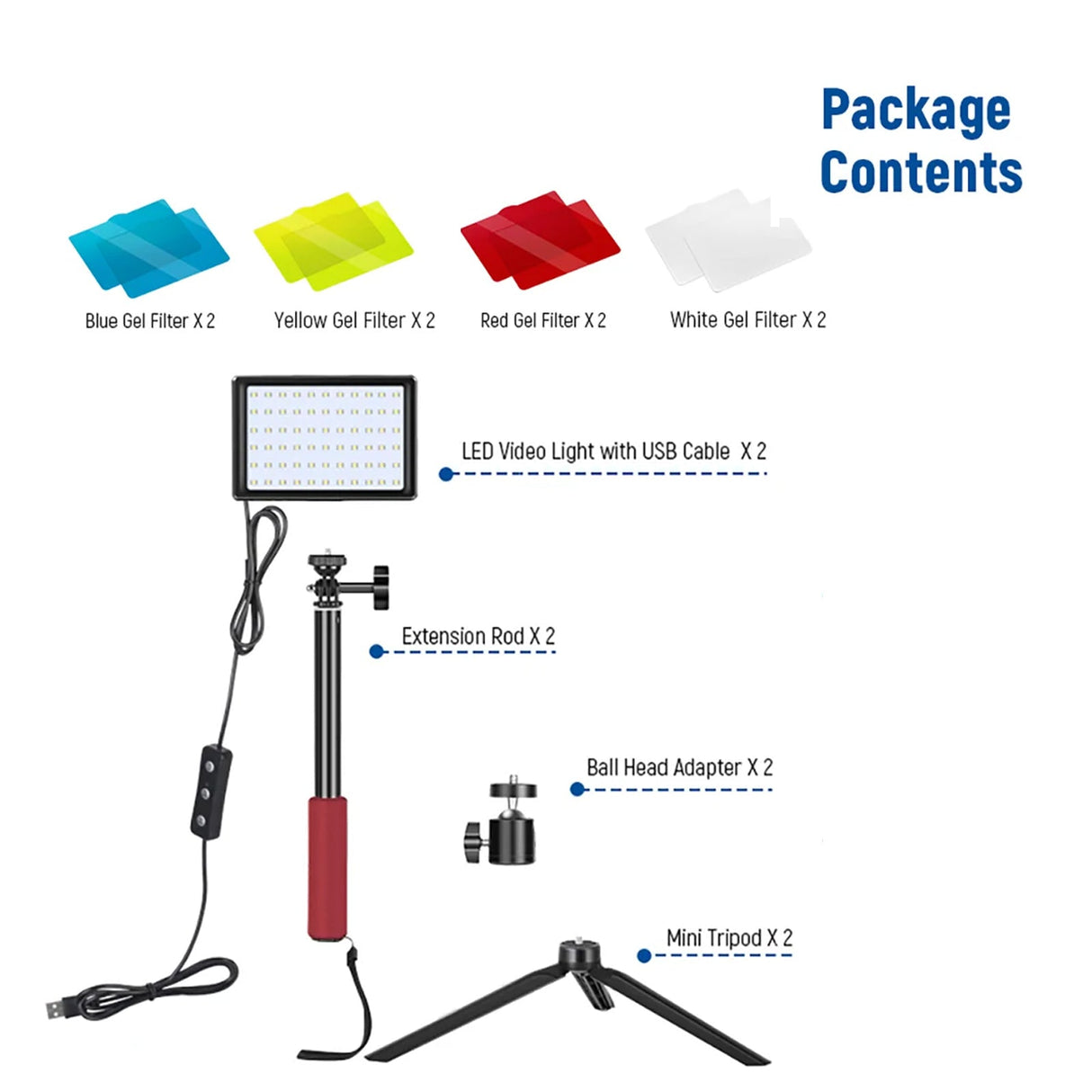 NEEWER ZC-10S 2 Pack LED Video Lighting Kit - Red