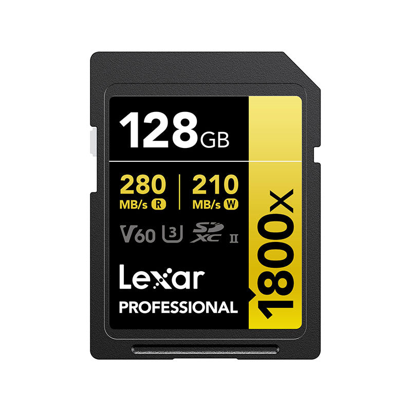 Lexar Professional SDXC Memory Card 1800x 128GB Class 10 UHS-II U3 GOLD Series
