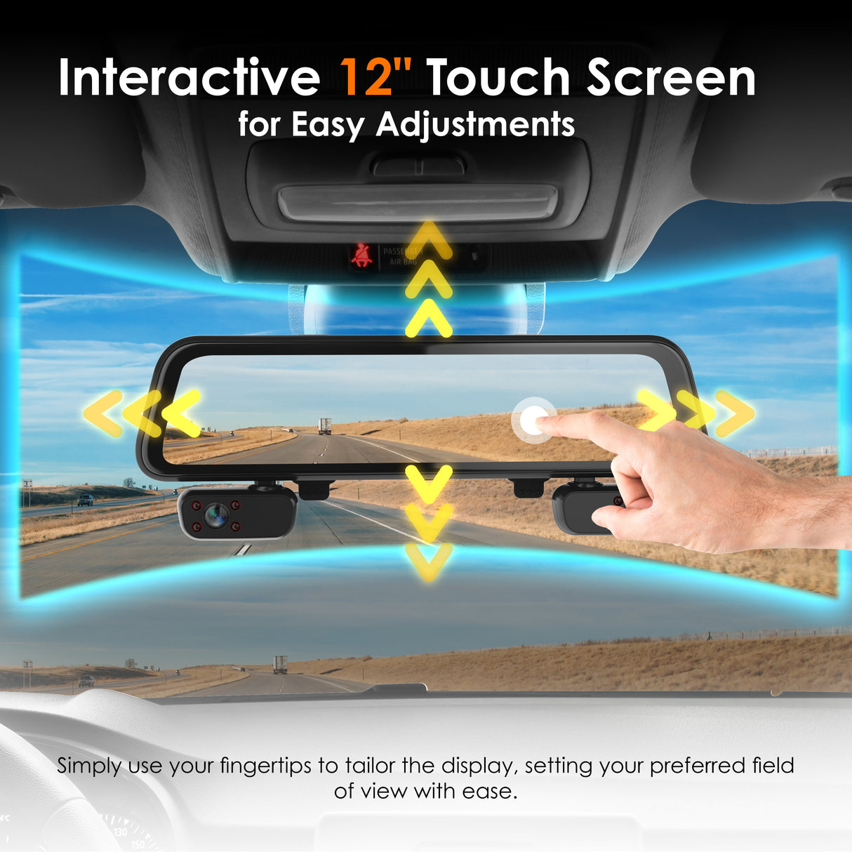 Rexing M4 4-CHANNEL MIRROR DASH CAM 12” Touch Screen Mirror Dash Cam, 1080p with GPS