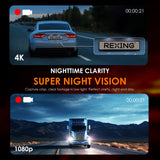 Rexing - V1P Flex X4 4K WiFi Dual Dash Cam - Black