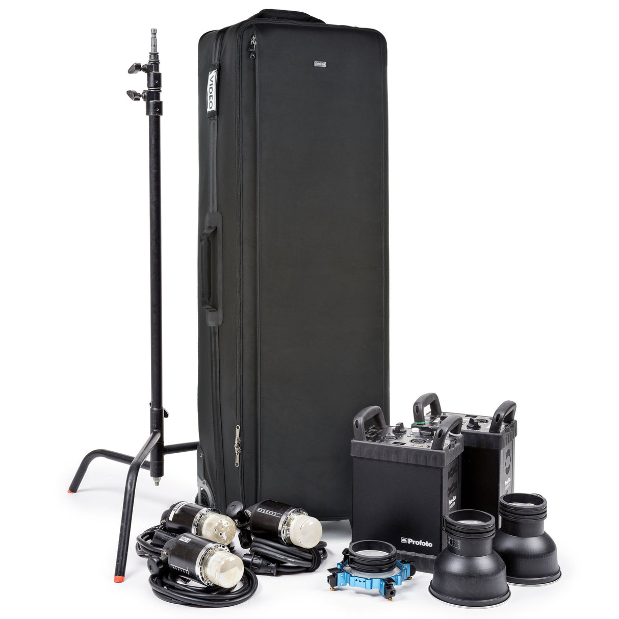 Think Tank Photo Production Manager 50 V2.0 rolling case, right side view with gear