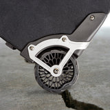Wide-set shock absorbing wheels on the Production Manager 50