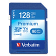 Verbatim Premium SDXC Memory Card 133X UHS-1 Class 10 TAA 128GB