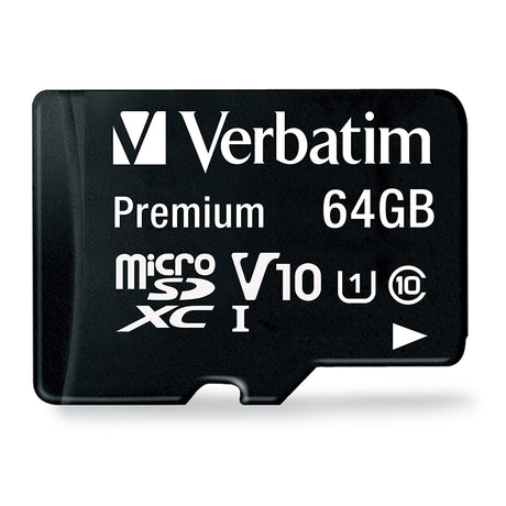 Verbatim Premium microSDXC Memory Card With Adapter UHS-1 Class 10 TAA 64GB