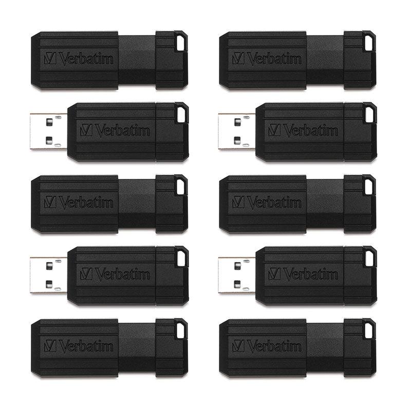 Verbatim Pinstripe USB Flash Drive Black 10PK Business pack 64GB