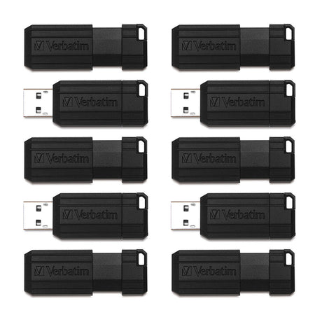 Verbatim Pinstripe USB Flash Drive Black 10PK Business pack 64GB