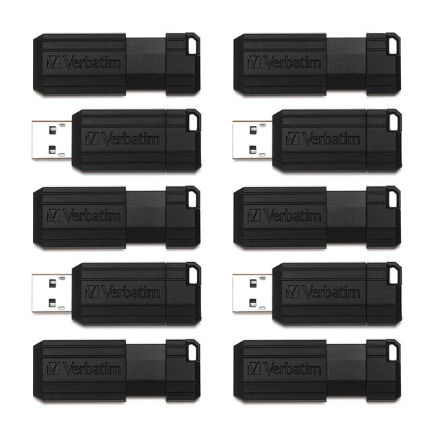 Verbatim Pinstripe USB Flash Drive Black 10PK Business pack 64GB