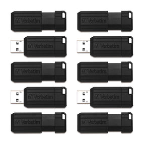 Verbatim Pinstripe USB 3.2 Gen 1 Flash Drive Black 10PK Business Pack 32GB