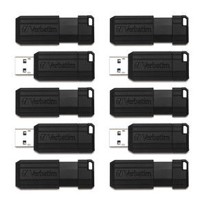 Verbatim Pinstripe USB 3.2 Gen 1 Flash Drive Black 10PK Business Pack 32GB