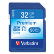 Verbatim Premium SDHC Memory Card 133X Class 10 TAA 32GB
