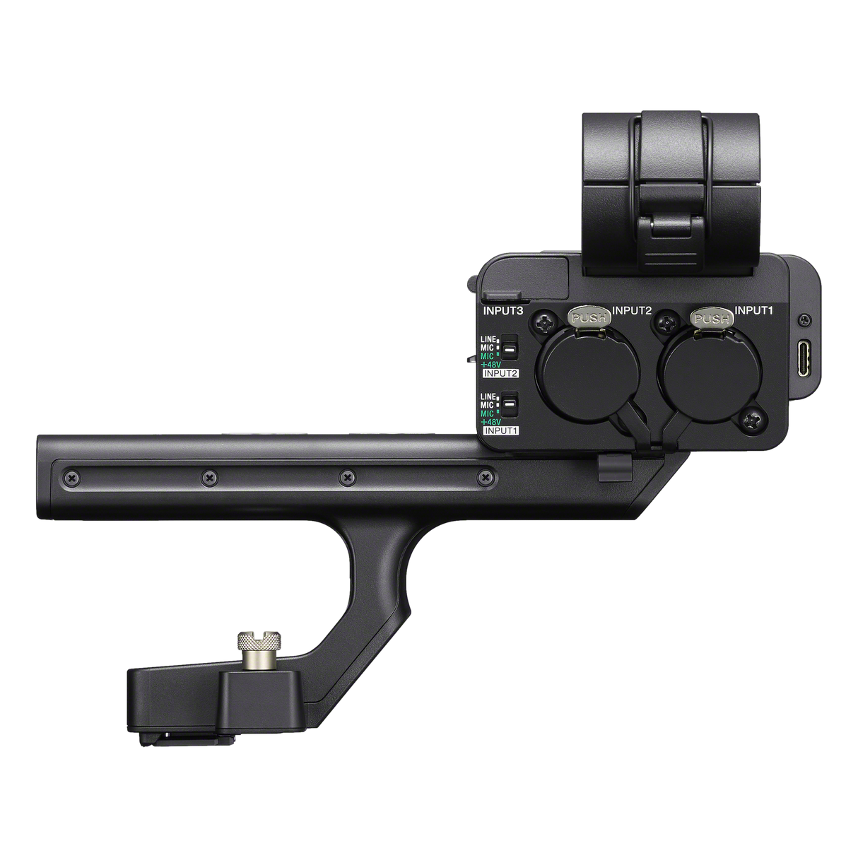 Sony XLR-H2 Handle Unit right side with LOW CUT, ATT and manual gain dials