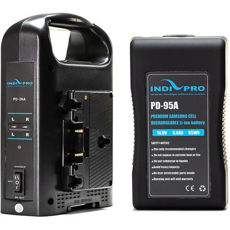 Compact 95Wh Gold Mount Li-Ion Battery and Dual Gold-Mount Battery Charger Kit