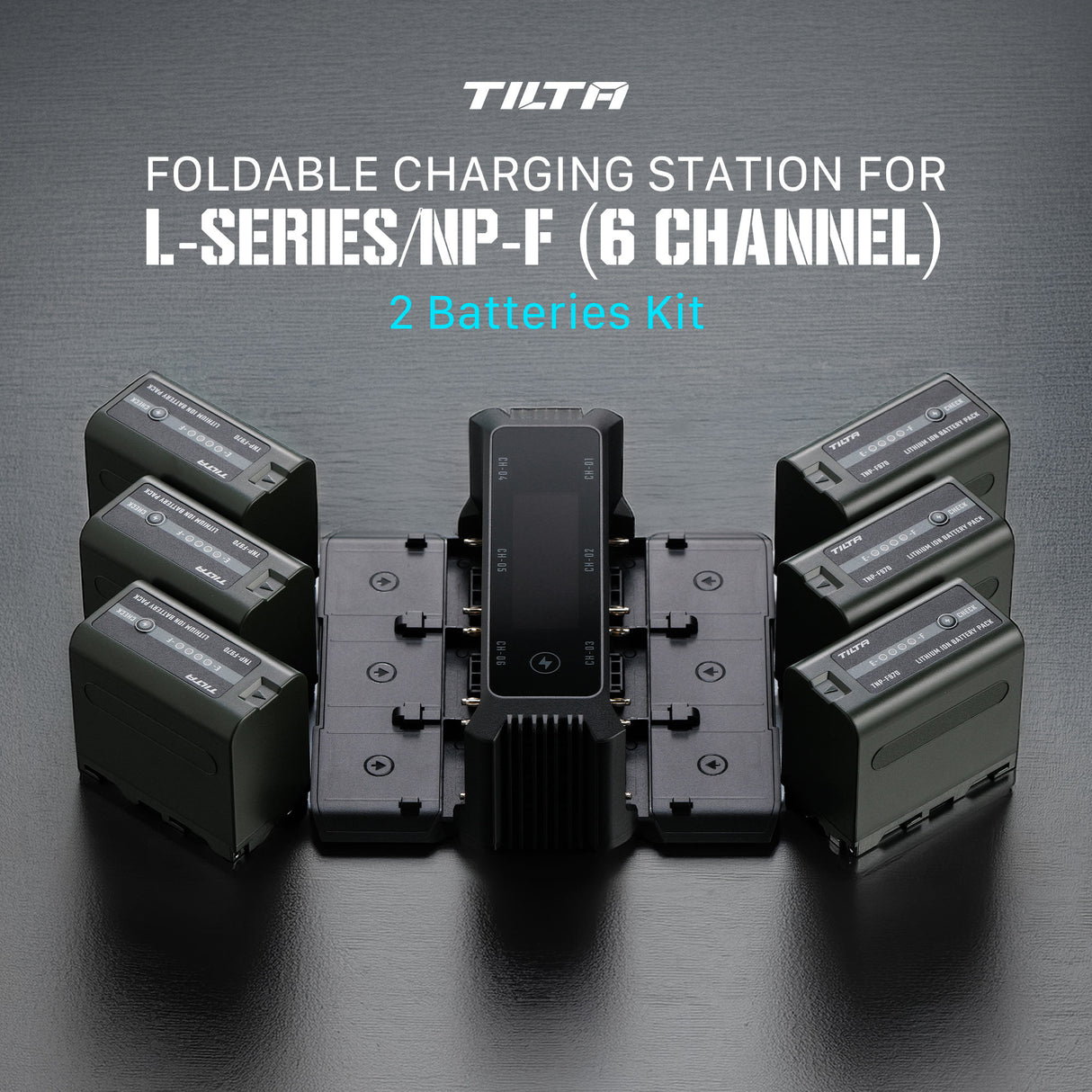 Tilta Foldable Charging Station for L-Series/NP-F Battery Kit (2 Batteries) - Black