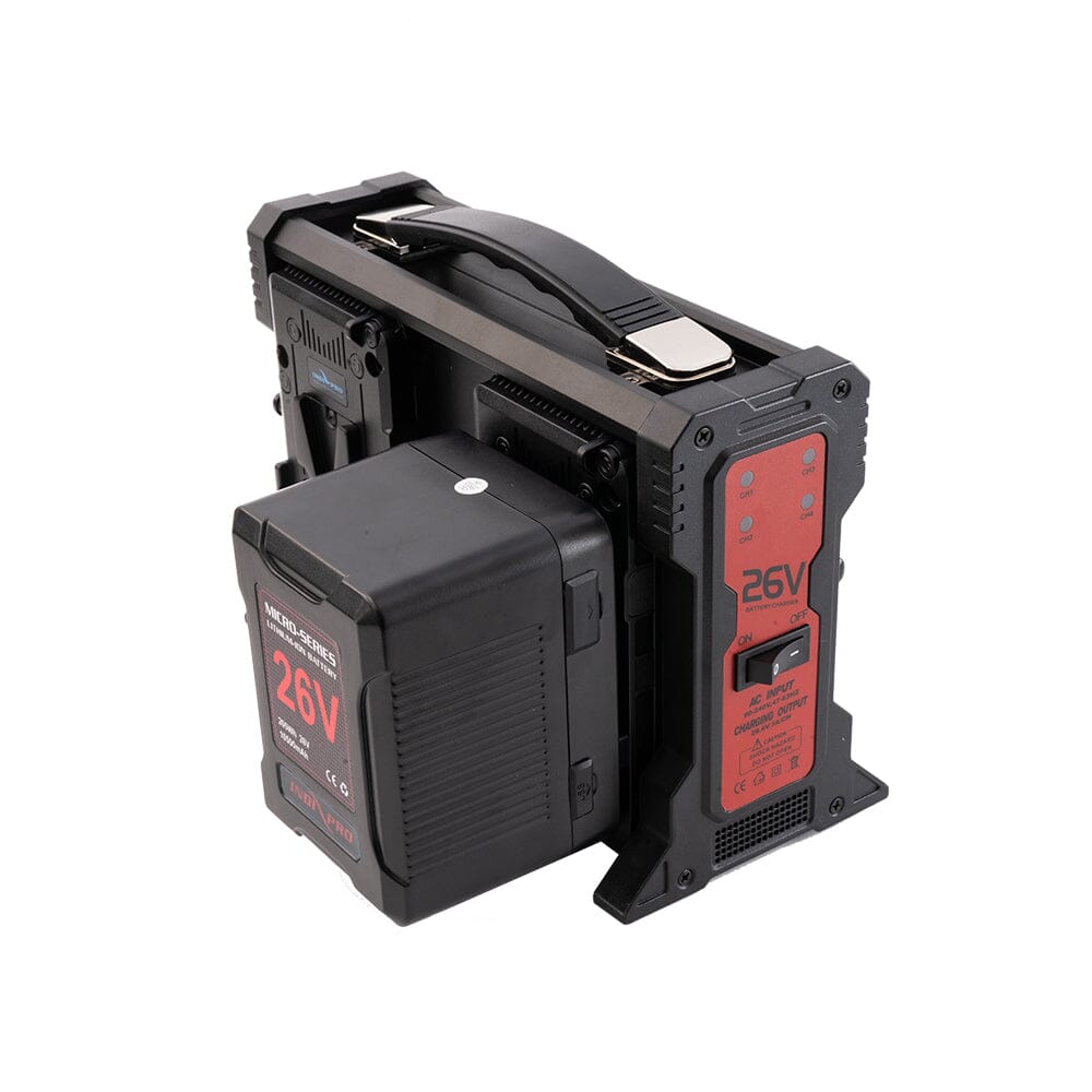 Indipro 2x Micro-Series 26V 265Wh V-Mount Li-Ion Batteries and 26V V-Mount Quad Charger Kit