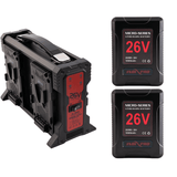 Indipro 2x Micro-Series 26V 265Wh V-Mount Li-Ion Batteries and 26V V-Mount Quad Charger Kit