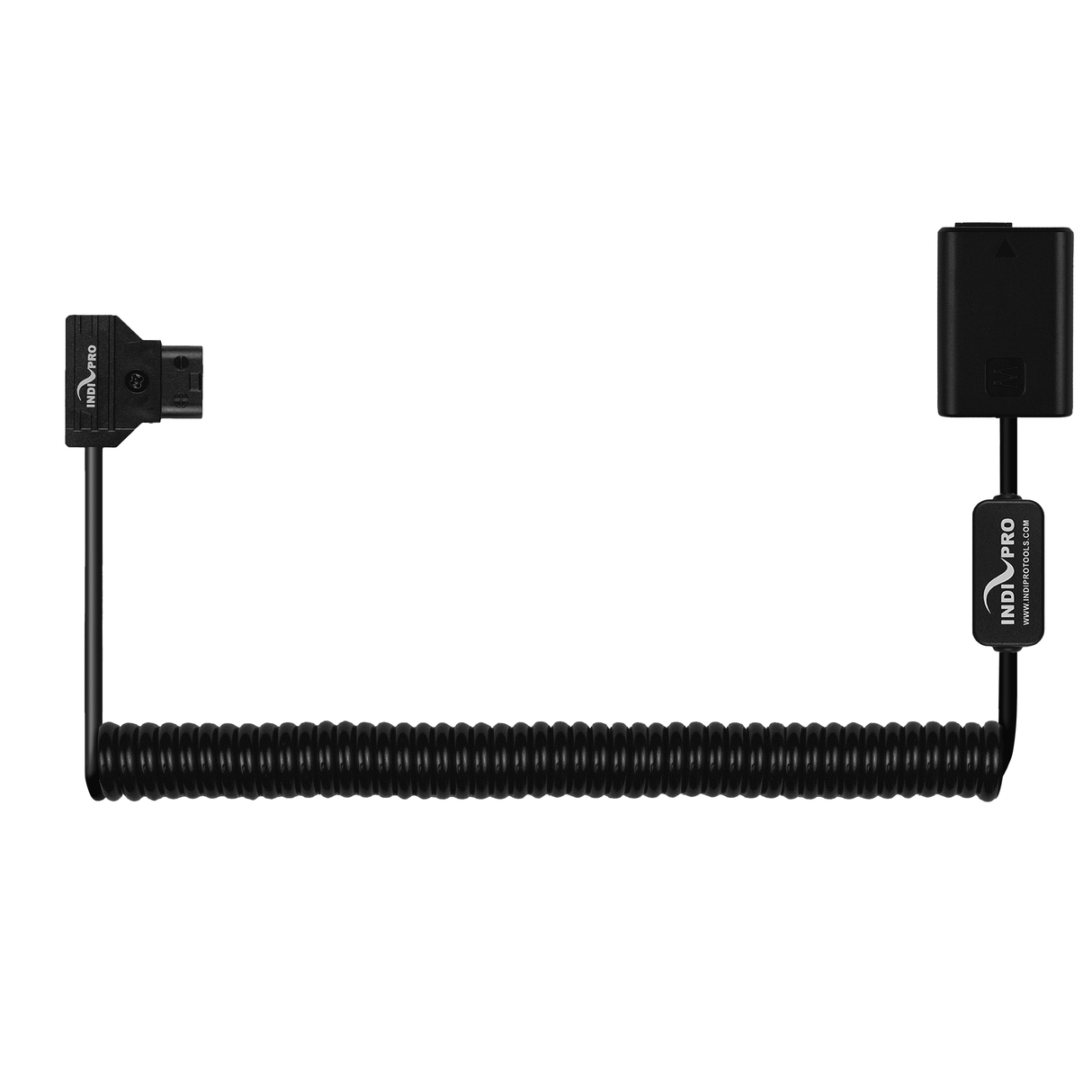 Indipro Coiled D-Tap Power Cable to Sony NP-FW50 Dummy Battery (24-36", Regulated)