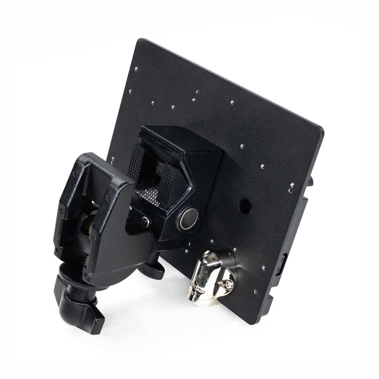 Indipro Dual V-Mount Battery Plate with 3-Pin XLR Output & Locking Clamp