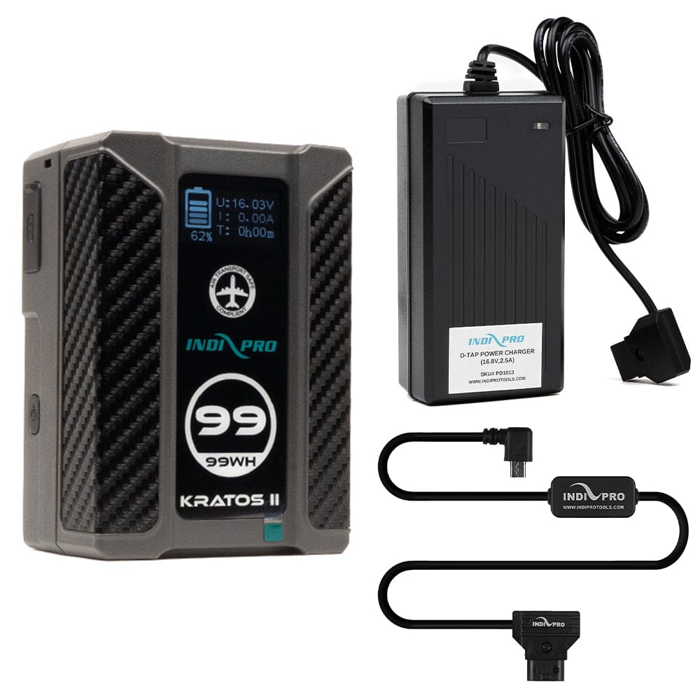 Indipro Kratos 99Wh V-Mount Battery, Charger & D-Tap for Nucleus-Nano Focus Bundle