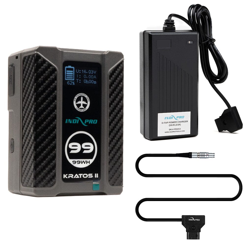 Indipro Kratos 99Wh V-Mount Battery, Charger & D-Tap for RED Epic/Scarlet Bundle