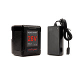 Indipro Micro-Series 26V 260Wh Lithium-Ion Battery (V-Mount) & D-Tap Charger Kit
